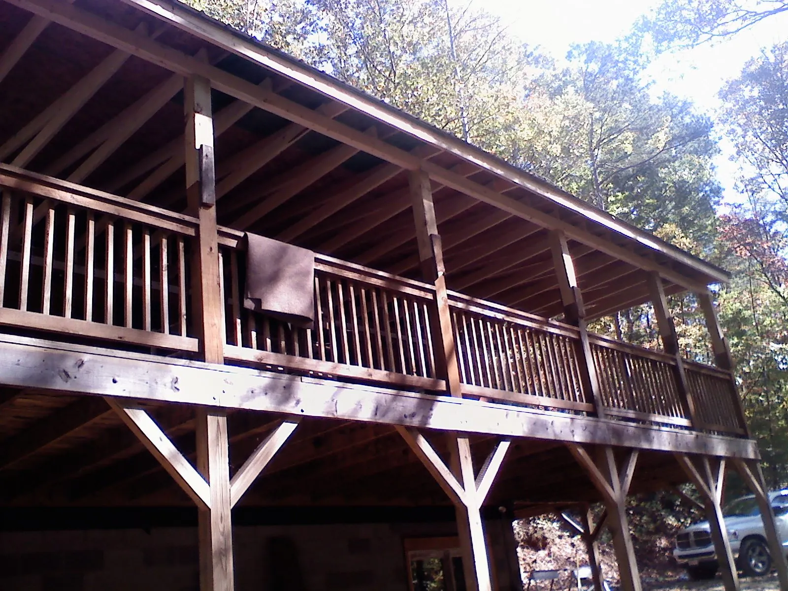 Timber framing under a new elevated porch and deck — Roof Leak Repair in Stevensville by Roofing Brothers